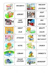 English Worksheet: Places around town - domino. Part 2