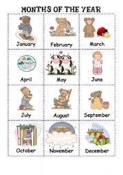 English Worksheet: Months of the year Poster - related to Jewish festivals/holidays