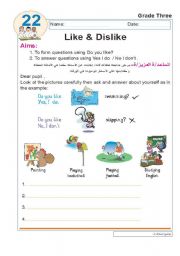 English Worksheet: likes and dislikes 2