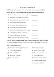 English Worksheet: modals