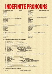 English Worksheet: Indefinite Pronouns