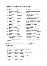 English Worksheet: There is, there are...