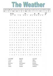 English worksheet: word search weather