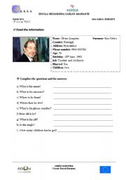 English worksheet: PERSONAL INFORMATION