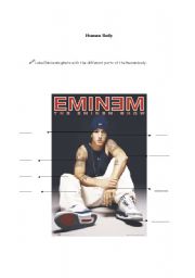 English worksheet:  Eminem human body