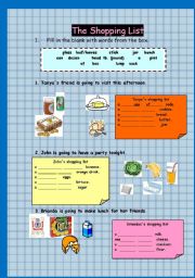 English Worksheet: THE SHOPPING LIST