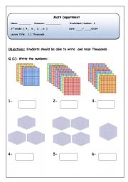 English Worksheet: Math Thousands and hundreds