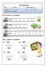 English Worksheet: Math Thousands