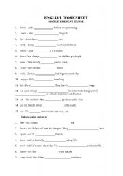 English Worksheet: simple present tense 