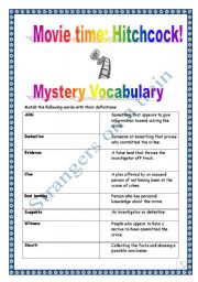 English Worksheet: STRANGERS ON A TRAIN _ MYSTERY VOCABULARY  & Comprehension questions (4 pages, key included)