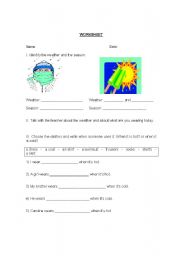 English worksheet: Seasons, weather and clothes