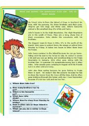 Present simple - reading comprehension. Seasons, and free time activities