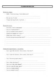 English worksheet: classroom english