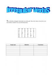 English worksheet: Irregular verbs