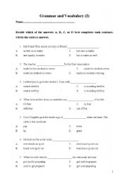 English worksheet: Grammar and Vocabulary (2)