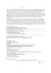 English Worksheet: marriage in china