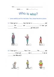 English worksheet: Whos Who?