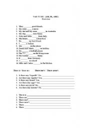 English Worksheet: Exercises verb TO BE and There is / are