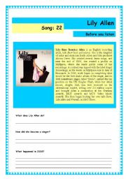 English Worksheet: Song: Lily Allen - 22 