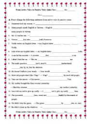 English Worksheet: Passive voice verbs exercise