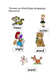 English Worksheet: Feelings Vocabulary
