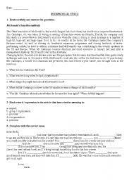 English Worksheet: New English File - Intermediate: UNIT 3 test (Modelo Lenguas Vivas) Must - have to - should - may- might - can- cant - be able to