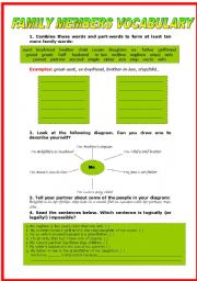 English Worksheet: FAMILY MEMBERS VOCABULARY