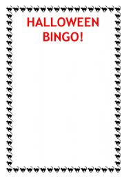 English Worksheet: HALLOWEEN BINGO