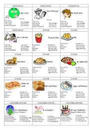 English Worksheet: family cards page 5  - feelings, food, celebrations