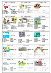 English Worksheet: family cards page 6 - celebrations, weather, places