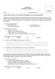 English Worksheet: Main Idea and Supporting Details