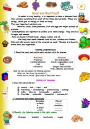 English Worksheet: Good and bad food?