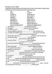 English Worksheet: MODALS(all kind of auxiliaries)