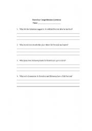 English worksheet: Stormboy Comprehension Questions