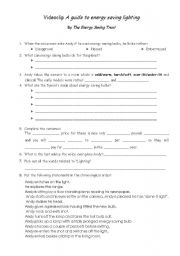 English worksheet: energy saving LIGHTING