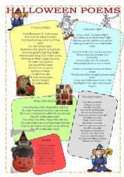 English Worksheet: Halloween poems, riddles and tongue twisters