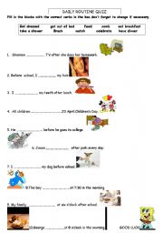English Worksheet: Backpack 3 unt 1 daily routine verbs quiz