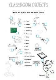 English Worksheet: Classroom objects