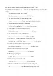 English worksheet: sentence transformation