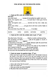 English Worksheet: KING ARTHUR AND THE ENCHANTED SWORD