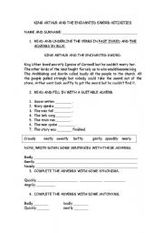 English Worksheet: KING ARTHUR AND THE ENCHANTED SWORD ACTIVITIES