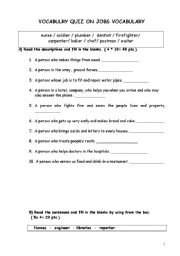 English Worksheet: Quiz / Jobs