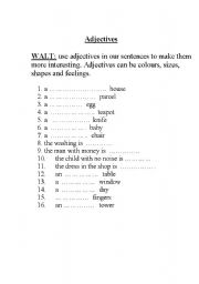 English worksheet: Adjectives starter