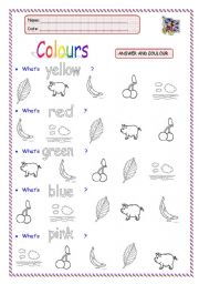 English Worksheet: Colours