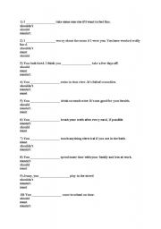 English Worksheet: must, should
