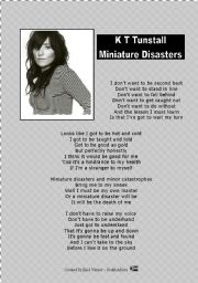 English Worksheet: Song : KT Tunstall Miniature Disasters