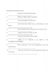 English worksheet: comparative and superlative 