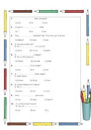 English Worksheet: mixed grammar exercises for elemantary level