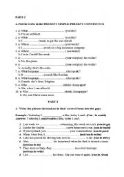 English Worksheet: simple present and continuous