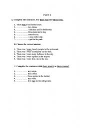 English worksheet: there was there were (simple present part 4)